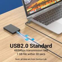 Cable de teléfono VENTION Cable USB 2 en 1 de carga rápida de 60 W, cable de datos USB A a Micro-B/USB-C de 3 A y 480 Mbps, material de TPE y PVC compatible con Samsung Galaxy S10 S9 Plus, bancos de energía, Android, tabletas, portátiles, HDD, primer cable de carga múltiple compatible con iPhone, , OnePlus, Samsung Galaxy S7/HTC, Android, Kindle, , cámara, MP3 Tipo C, Micro-USB - Negro - Ver 7