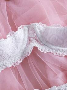 Sexy Lingerie, Fashionable White Lace Lace Lingerie Set, No Cup Bra And G-String Panties