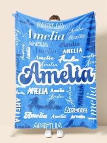1pc Custom Personalized Color Name Throw Blanket, With Blanket For Girl Boy Great Holiday Gift For Daughter,Son,Classmates, Friends,Super Soft Warm Gorgeous Cozy, For All Seasons, Suitable For Indoor, Camping, Air-Conditioned Room, Sofa, Living Room,Bedroom,Home,Halloween, Ideal Gift For Children's Day, Christmas, Birthday, Son, Daughter,Christmas Gift - Multicolor - View 17