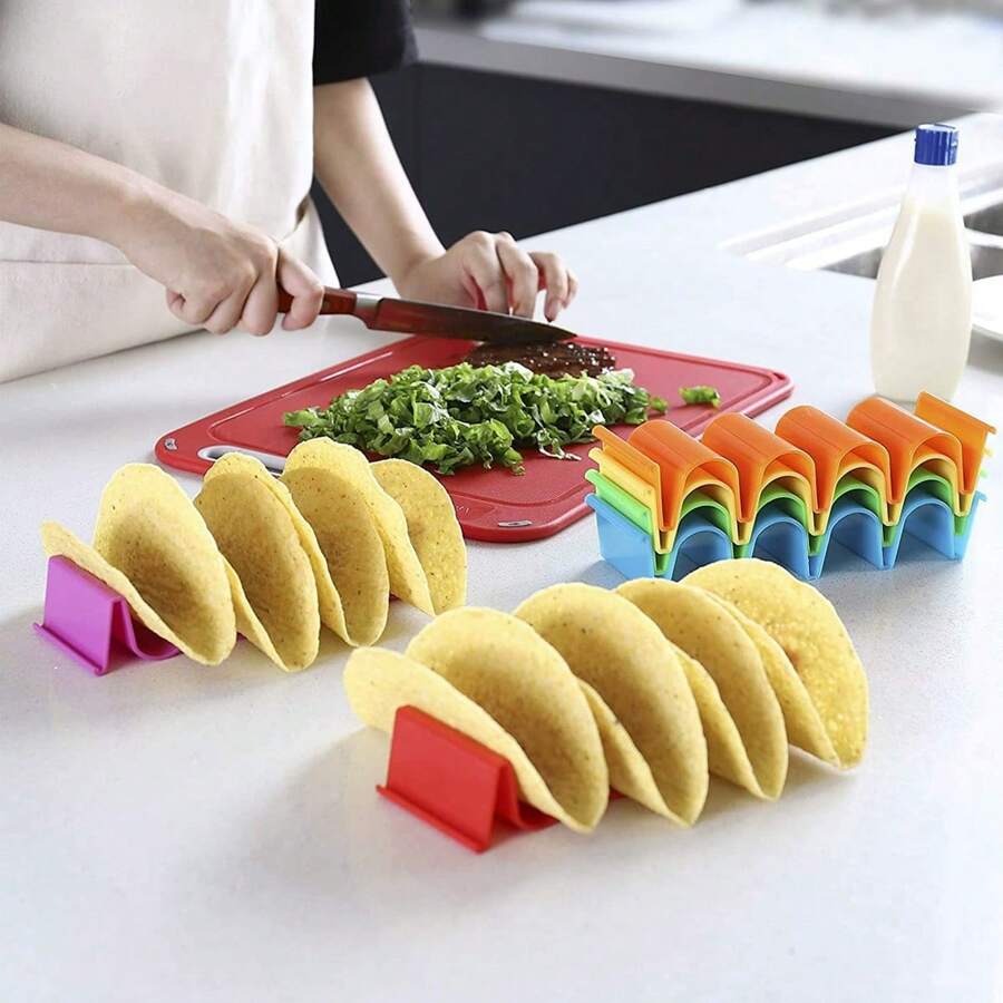 3pcs Tortilla Warmer Rack, Plastic Thin Pancake Clamp, Taco Holder, Easy Kitchen Pancake Food Rack - Multicolor - View 1