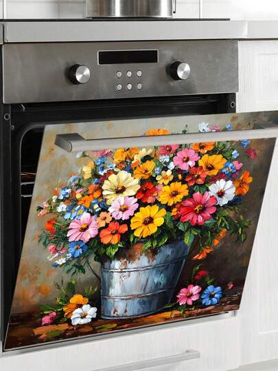 1 pieza Pegatina de pared de crisantemo de barril estilo acuarela, pegatina de vinilo removible e impermeable, decoración de baño, pegatina autoadhesiva, accesorios para el hogar, decoración de vinilo para el hogar, decoración de primavera, dale a tu hogar un nuevo aspecto, pegatina de decoración navideña, pegatina de regalo de cumpleaños y graduación, decoración de cocina