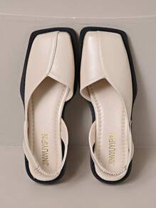 Women Flat With Shoes 2025 Designer Luxury Buckle Fashion Ladies Flats Shoes Slingback Pointed Toe Casual Female Sandals Mules - Beige - View 9