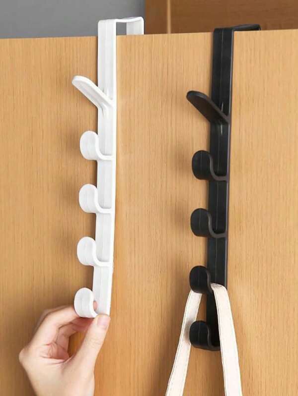 5pcs Over-The-Door Hooks, For Hanging Clothes, Hats, Keys, Bags, Hair Accessories, Storage And Organization, Space-Saving For Bedroom, Bathroom, Closet, Dorm, Back To School Essential