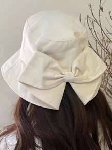 Vielseitiger Fischerhut Frühling und Herbst Schleife Mode Lässig UV-Schutz Hut koreanische Ausgabe UV-Schutz Topfhut Damen