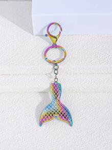 1pc Dreamy Rainbow Mermaid Tail Keychain, Fashionable & Unique Personalized Keyring With Ocean Style - Multicolor - View 2