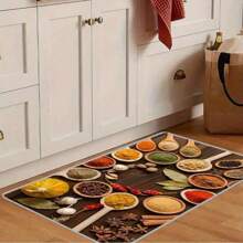 1 Piece, 100% Polyester Fiber Knitted Spice And Chili Kitchen Mat, Machine Washed, Non Slip, Lightweight, Fade Resistant, Low Plush, Farmhouse Style Home Decoration, Laundry Room, Sink Floor Comfort Mat, Adding Spices To Your Kitchen
