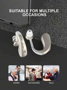 Two Ear-Hanging Hearing AIDS For The Elderly, Rechargeable Hearing-Aid Amplifiers To Help And Assist Hearing, Adult Hearing AIDS With Noise Elimination Function, And Listening Digital Equipment To Improve Hearing.