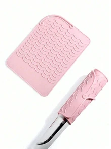 Estera resistente al calor de silicona para herramientas de peinado, funda protectora antideslizante portátil y almohadilla de descanso para rizadores, planchas alisadoras, varillas, evita daños en el mostrador, ideal para viajes y uso en salón doméstico, textura ondulada para un agarre seguro, fácil de transportar.