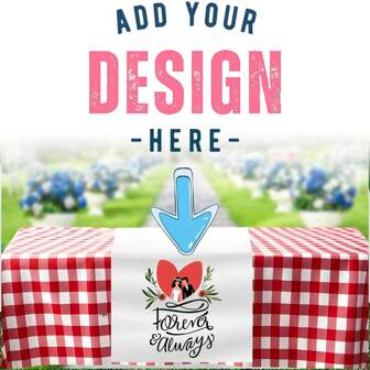 1 st anpassad märkeslogotyp bordslöpare för pop-up butiksdisplay, personlig bordsdukslöpare logotyp för mässa Affärsleverantörsvisning