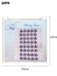 40pcs/8 Rows Colorful False Eyelashes, Sweet & Cute Devil, Pink & Purple Creative Cartoon Girl Lashes, Volumized Multi-Layered Natural Lookinglash Clusters,Eyelash Clusters,Individual Eyelashes,Lashes,Fake Lashes - Multicolor - View 7