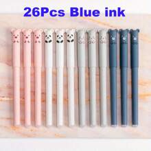 12 piezas Bolígrafo de pegamento borrable con diseño de animales lindos, tamaño mediano, recargable y lavable, tinta azul/negra de 0.5mm, plástico, para útiles de oficina y escolares, estilo aleatorio de vuelta a clases