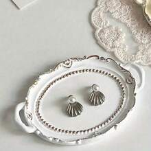 1pc Elegant Lace Design Jewelry Tray - Ideal For Photography Props, Still Life Arrangement And Decorative Storage, Photography Background Decorative Tray, Small Size Suitable For Rings Or Earrings, 2.95in/4.45in