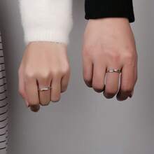 2 Adjustable 925 Sterling Silver Couple Rings, Engagement Rings For Men And Women, Commitment Rings, Wedding Eternal Rings, Couple Rings Jewelry Gifts - Couple Rings - View 3