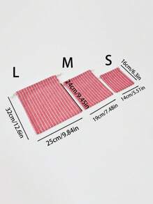 1 pieza Bolsa de tela a rayas de unicolor y simple, bolsa con cordón, bolsa de almacenamiento liviana y de uso común en el hogar, bolsa de almacenamiento a rayas para regalos y artículos varios