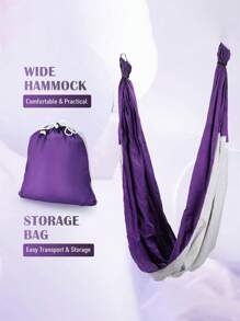 18pcs/Set Aerial Yoga Swing Hammock Kit With Strong Yoga Hammock, Trapeze Inversion Equipment Including Extension Straps And Ceiling Mounting Hardware - Violet and White - View 5