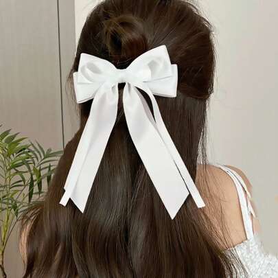 1개 샤이니 새틴 보우 헤어 클립, 여성을 위한 빅 리본 헤어 액세서리, 일상, 파티, 휴일 착용에 적합, 헤어 바레트 헤어 클립 클로 클립 헤어 클로, 보우, 귀여운