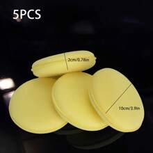 5件/12件汽车美容加厚压边打蜡海绵擦拭圆形手工漆面打蜡镀膜抛光保养工具 - 黃 - 查看 1