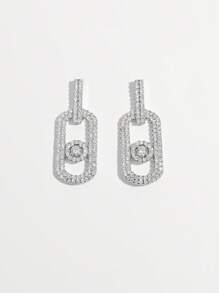 Vaerine 1 Par de Pendientes Elegantes y Lujosos de Plata de Ley 925 con Diseño Geométrico Hueco y Circonita Cúbica para Mujeres, Apropiados para Citas, Fiestas, Uso Diario, Exhibición de Charm, Regalo Perfecto para el Día de la Madre