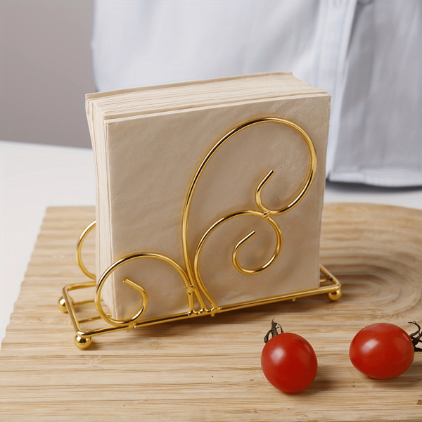 Elegante portavasos de hierro dorado con diseño ondulado - Perfecto para la decoración de la cocina y la mesa del comedor, adecuado para el hogar, el hotel, la cafetería y el hostal | Organizador multiusos para Halloween, Navidad, Pascua, Acción de Gracias