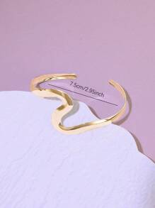 1 pieza Brazalete de apertura asimétrica de tono dorado, Brazalete de aleación minimalista, Joyería de moda para el verano