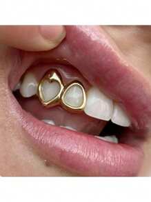 2 pièces Mode chaude Grillz personnalisé Love Hollow Cuivre incrusté de cubic zirconia. Cadeau cool pour hommes et femmes