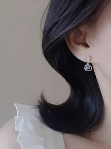 天体蓝色星系吊坠和垂坠耳环 - 催眠宇宙设计，可爱的锆石钢银，百搭日常佩戴，适合日常穿着的理想生日礼物 - 太空耳環 - 查看 8