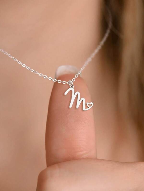 1pc Women Letter Necklace, Stainless Steel Personalized Waterproof Letter Pendant Necklace