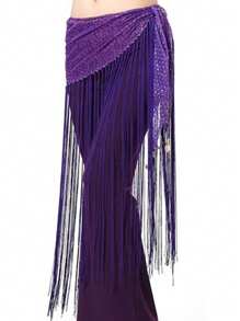 亮片腰链女肚皮舞腰巾灵动长款流苏三角带腰巾舞蹈专业舞台腰饰舒适贴身舞蹈领腰带