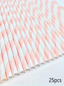25/100 قشاطة مخططة باللون الوردي والأزرق الفاتح، أقطار 6 مم، قشاطات ورقية مخططة كرتونية جميلة بطول 197 مم - خيار مثالي لحفلات أعياد الميلاد والزفاف والذكرى السنوية وعيد الأم والمستلزمات المدرسية