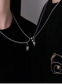 2 件宇航员情侣项链/手链吊坠，男女通用宇航员情侣首饰，情人节和圣诞节礼物 - 彩色 - 查看 4