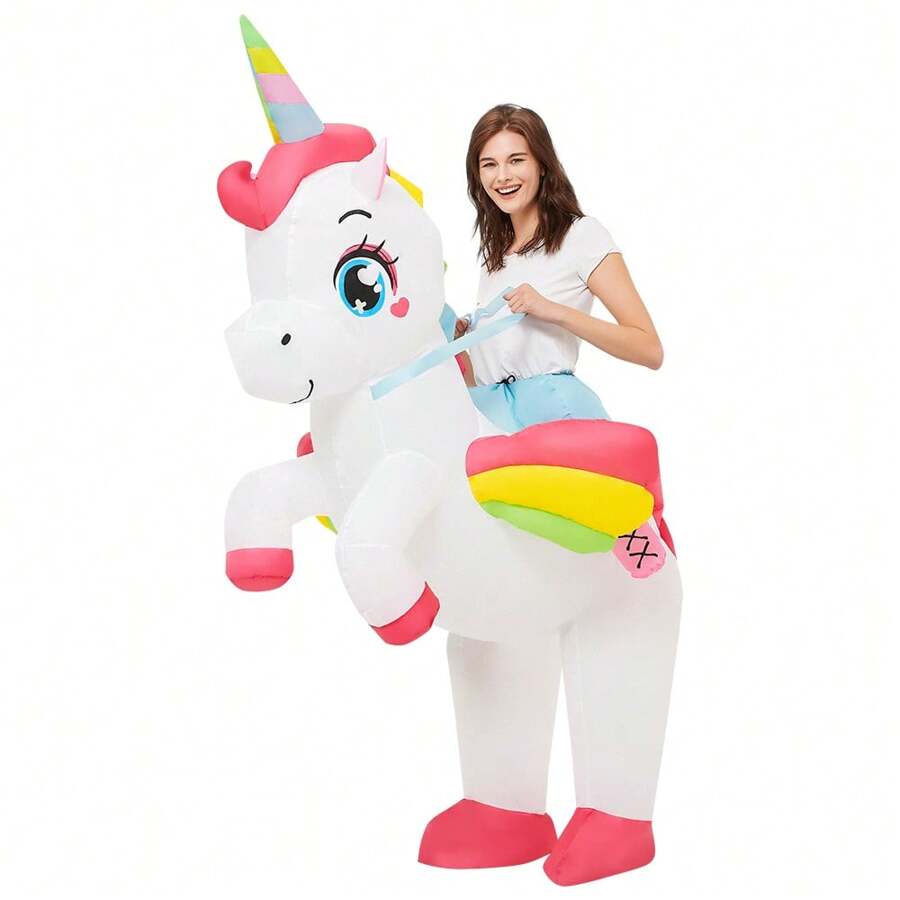 Inflatable Unicorn Costume Adult ,Inflatable Costumes Women Men- Ride On Unicorn Fancy Dress For Halloween, Carnival, Christmas And Event Party Costumes Blow Up Costumes