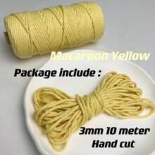 3 毫米 10 米粗棉绳花边绳 100% 天然棉质花边绳 DIY 工艺品适用于手工制作家庭聚会婚礼装饰 - 3毫米10米 - 查看 26