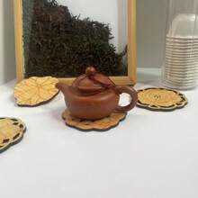 1pc Bamboo Hollow-Out Thick Coaster Set, Tea Ceremony Mat, Anti-Slip Tea Cup Holder, Heat Insulation Placemat - Multicolor - View 5