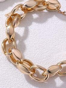 1pc Women's Punk Style Chunky Metal Chain Necklace, Simple & Chic - Gold - View 3