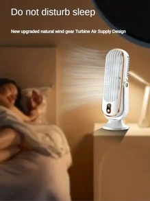 Ventilador de aire acondicionado portátil, 5 velocidades de viento, 720 giros, el producto tiene dos modos de alimentación, 1 entrada USB, 1 con doble motor, batería de litio de 1200mAh recargable, funcionamiento silencioso por debajo de 25 decibelios, adecuado para oficina, viajes, campamento, automóvil, es un regalo ideal para Navidad y San Valentín.