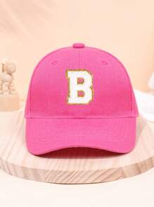 1pc Girl Letter 26 Printed Baseball Cap, Deep Pink, Sun-Protection, Suitable For School Activities And Holiday Gifts, Spring/Summer - Hot Pink - View 67