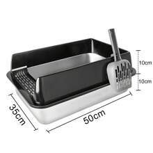 Stainless Steel XXL Cat Litter Box For Large Cats, 30L Large Capacity, Easy To Clean, Non-Stick, No Urine Leakage, 60x40x30 Cm - màu đen - Xem 7