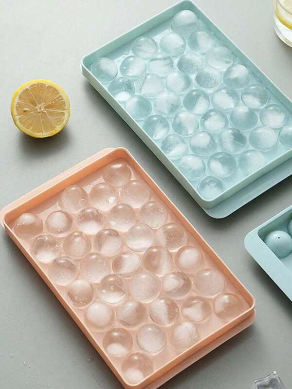 1pc Random Color Plastic Ice Tray, Minimalist 33 Grid Ice Ball Mold With Lid For Home