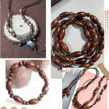 500-100 piezas Cuentas ovaladas de madera natural de 15x7 mm, color marrón coco teñidas, cuentas sueltas espaciadoras para manualidades DIY y elaboración de joyas