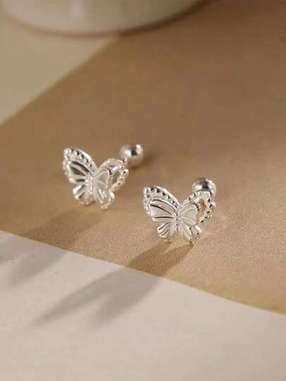 2pcs Cute Butterfly Shape Earrings, Suitable For Teenage Girls Daily Wear