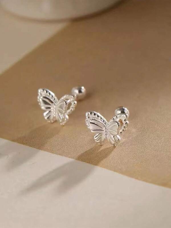 2pcs Cute Butterfly Shape Earrings, Suitable For Teenage Girls Daily Wear