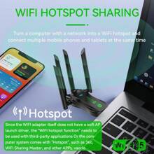 1200Mbps Dual Band 2.4GHz + 5GHz WiFi USB Adapter, USB 3.0 High Speed Wireless Network Card Receiver, Compatible With PC/Laptop Windows - Black - View 12