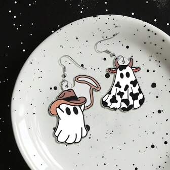1 对奶牛主题亚克力卡通耳环，迷人又有趣的女性礼物，派对配饰