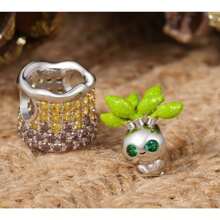 Lovely Potted Double Charm Bracelet Beaded Jewelry Beads - Silver - View 2