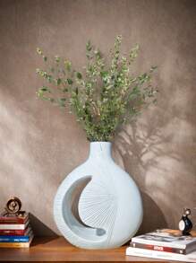 Minimalist Crescent Vase, Super Simple Home Decor, Dining Table Vase, Living Room TV Cabinet Vase Decor, Model House Foyer Soft Decoration, Bookshelf, Balcony And Tabletop Decor, Wooden Style, Bohemian Vase/Planter, Minimalist Decor Accessory, Modern Home Living Room And Bedroom Decor, Tabletop Ornament, Mother's Day Gift, Graduation Gift, Wedding Decor - White - View 3