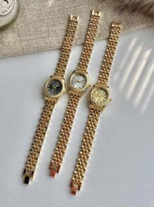 1 件女士银色/金色简约优雅小表盘不锈钢表带石英表，精致节日礼物 - 均碼 - 查看 8