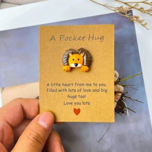 Tarjetas de felicitación de resina con motivos de animales, tarjetas de abrazos de bolsillo, tarjetas de bendiciones cálidas para días festivos, tarjetas para decoración de fiestas