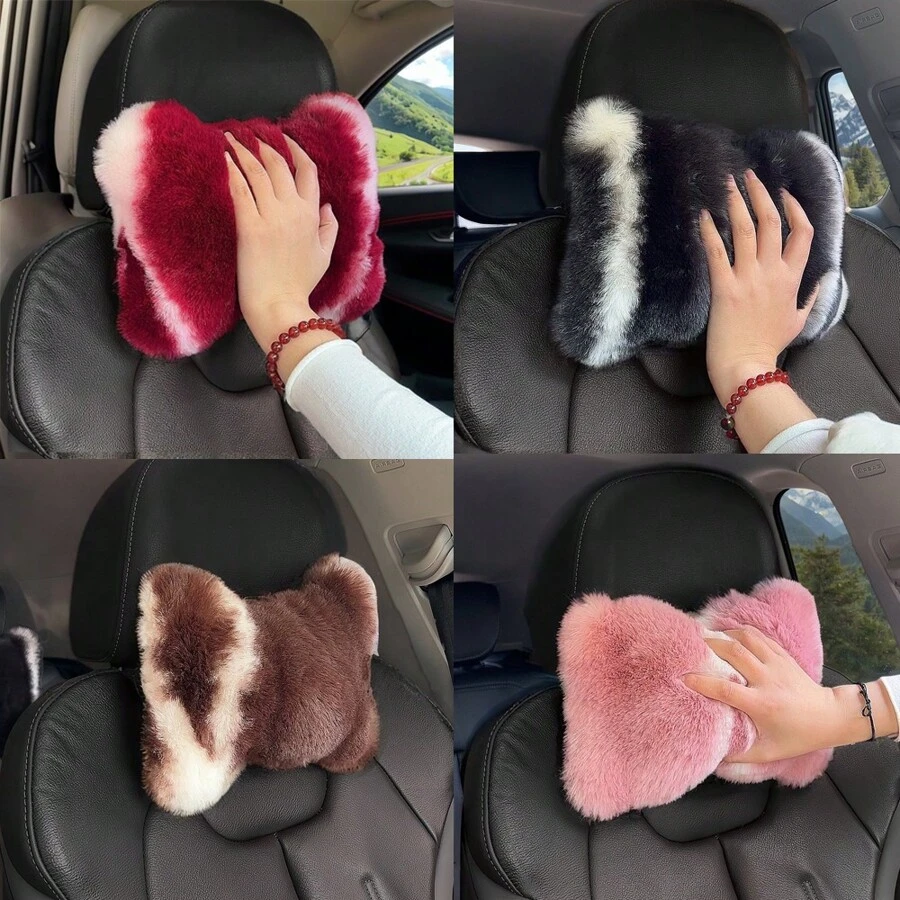 1 件/2 件可爱毛绒颈枕汽车头枕，适合所有季节