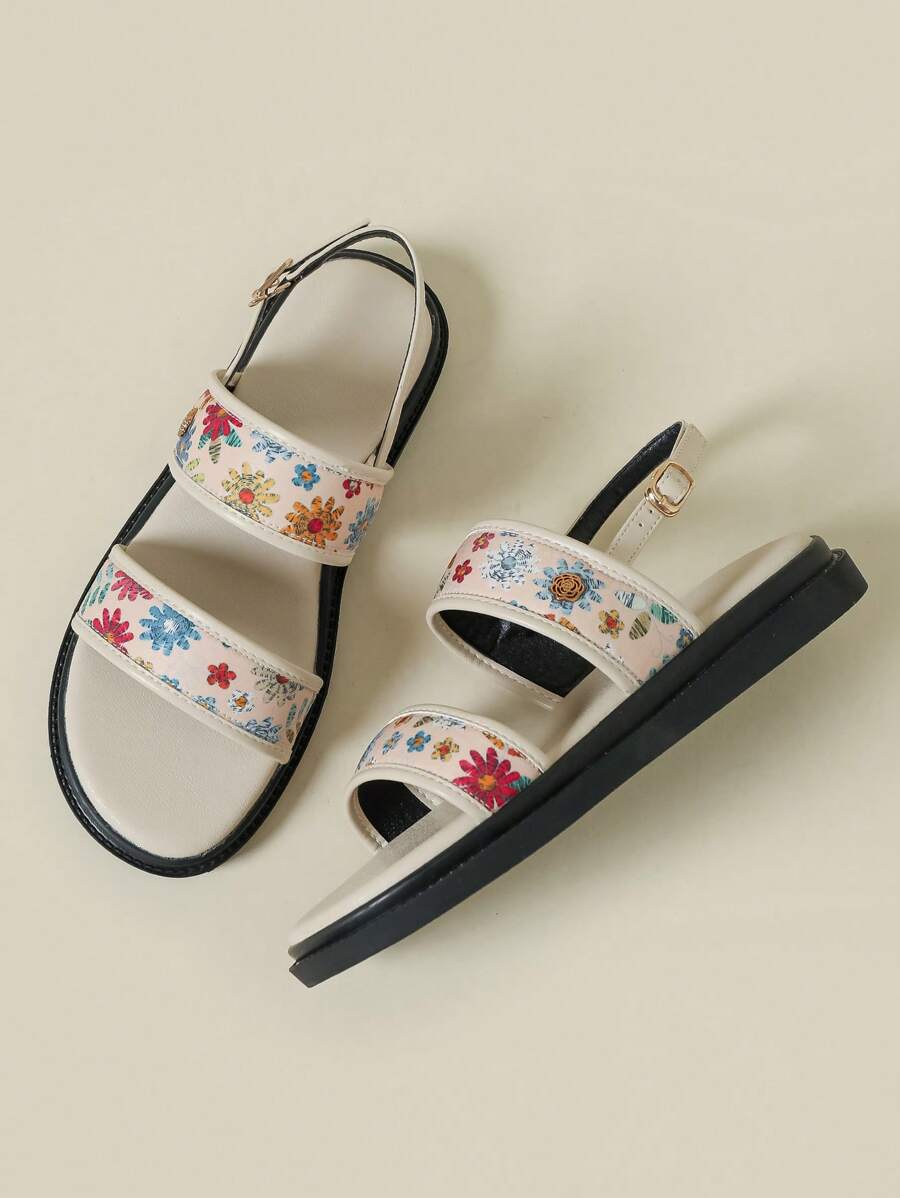 Giày sandal nữ đế dày có quai cài, họa tiết hoa nhí phong cách Bohemian, giày đế xuồng thoải mái, giày đi biển mùa hè, họa tiết hoa nhiều màu sắc ngẫu nhiên, phù hợp cho mùa xuân/thu, cỡ lớn 41-43.