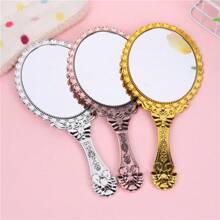 1 pieza Espejo de mano redondo de color metálico elegante, tamaño grande de 9.8 pulgadas * 4.5 pulgadas, espejo de vanidad para mujer, espejo de maquillaje ligero, adecuado para uso doméstico, maquillaje, barato, decoración de habitación, tocador, viaje, dormitorio, accesorios de maquillaje, espejo, espejo de vanidad, mini espejo, espejo compacto, espejo pequeño, espejo de mano